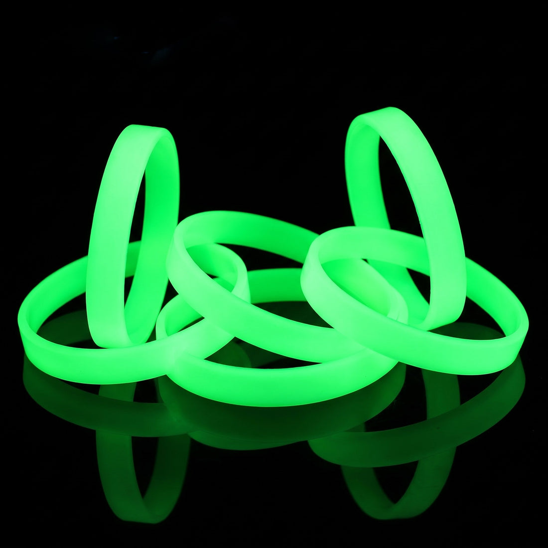 Six glowing wristbands